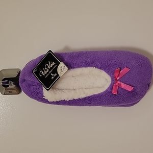 Slip-on elastic ankle slippers NWT with rubber, non-slip nibs on bottom